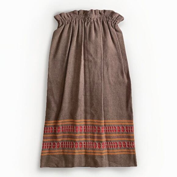 VTG 70s Handmade Long Skirt M/L Brown Tweed Wool Cottagecore Peasant Boho Maxi - Picture 1 of 10